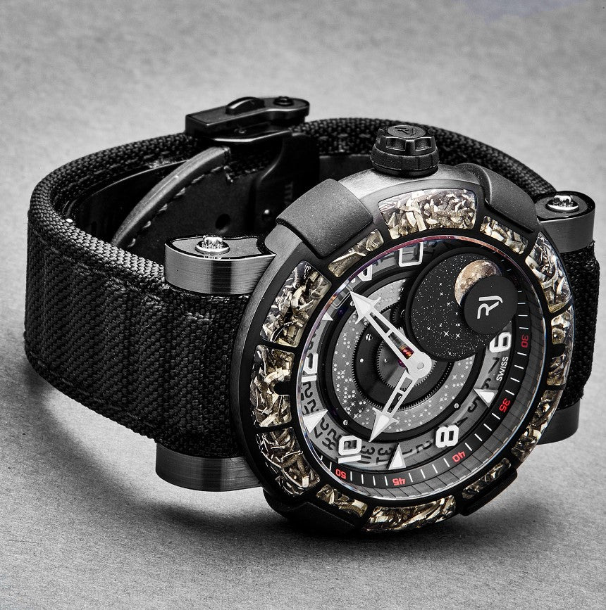 Romain Jerome Men's 1S45L.CZCR.8023.PR.ASN19 'Arraw 6919' Ceramic Moon Phase Dial Black Strap Automatic Watch